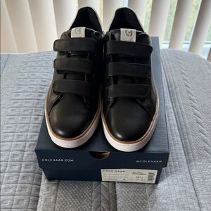 Cole Haan Black ladies Leather Sneakers with Velcro